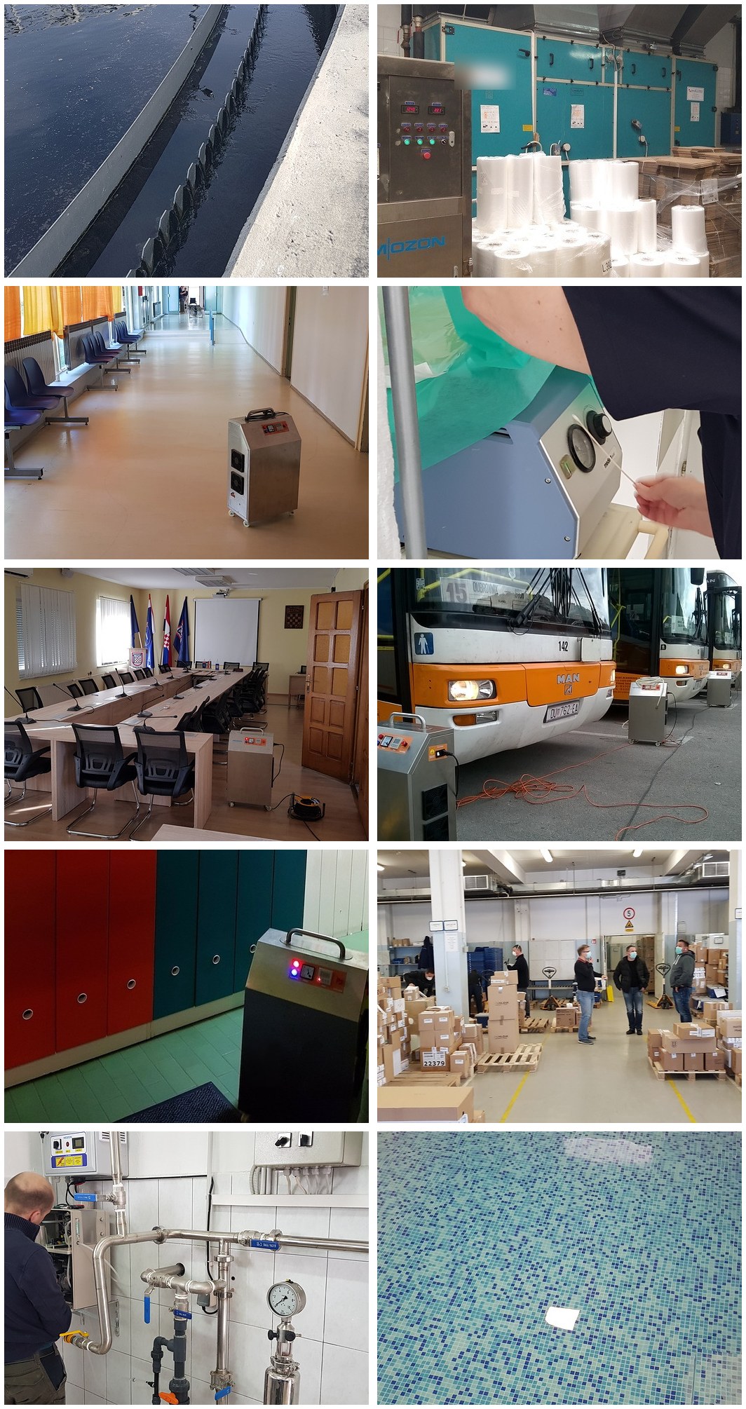 Područja primjene ozona — voda, zdravstvo, prehrambena industrija, turizam, vozila i javni prostori.